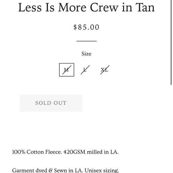 Less is More sweats SET XL sweatshirt sweatpants LessisMore tan lounge monotonal - Picture 15 of 16